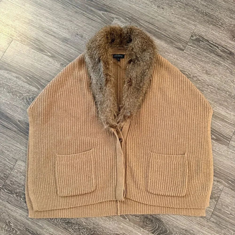 Banana Republic Faux Fur Trim Poncho